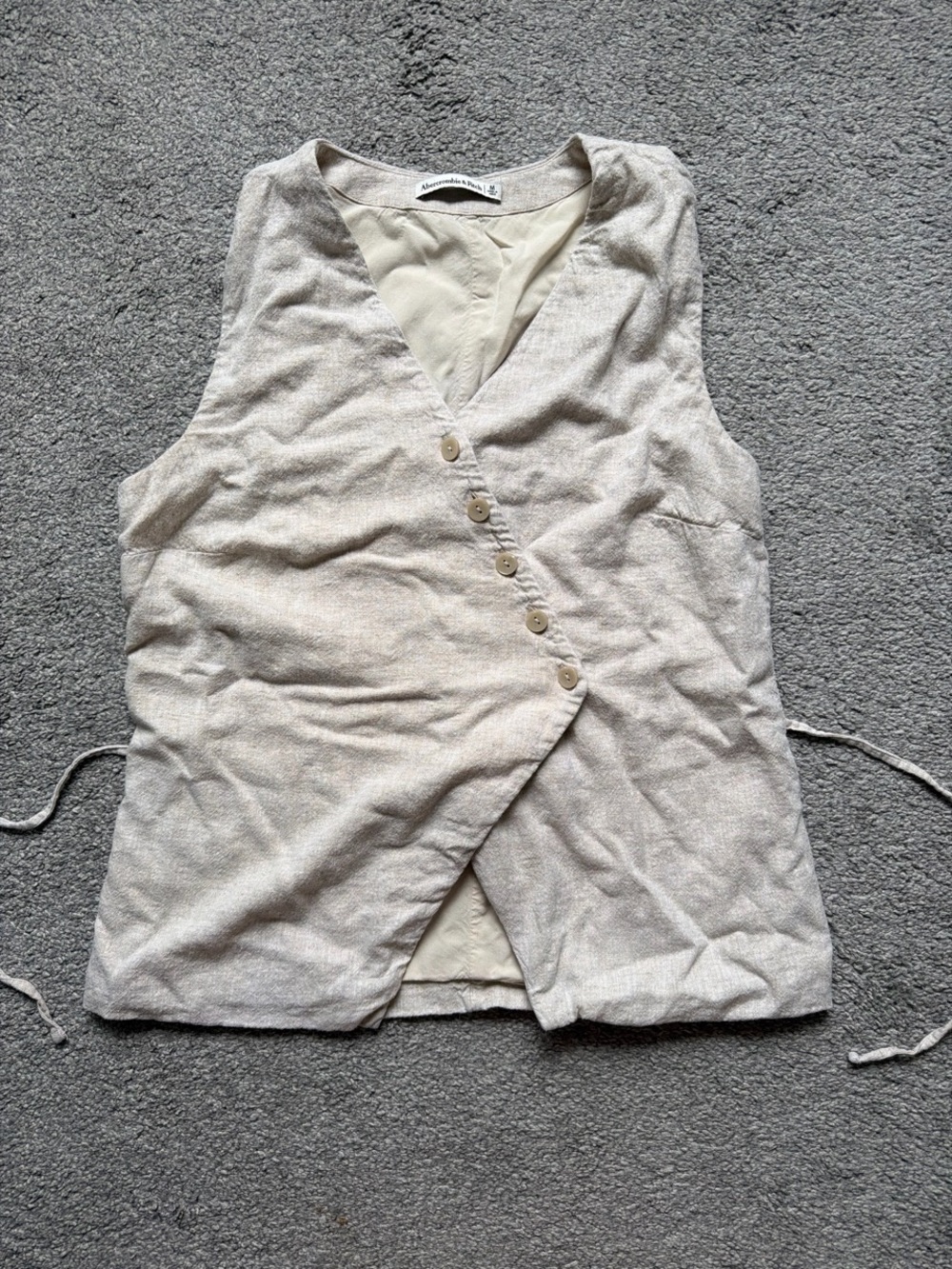Abercrombie & Fitch Neutral Wrap-Front Sleeveless Top